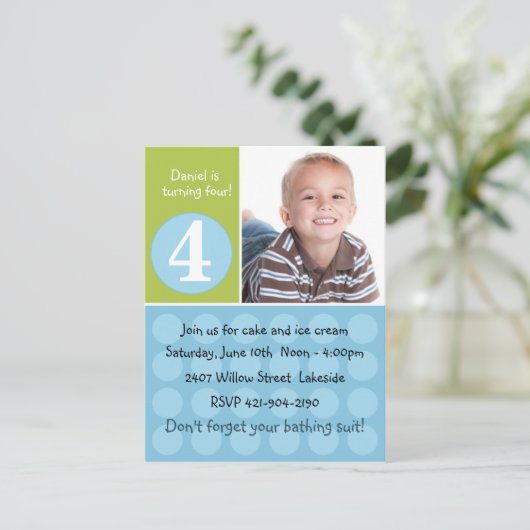 子供の誕生日パーティの招待状 インビテーションポストカード (スタンド正面)