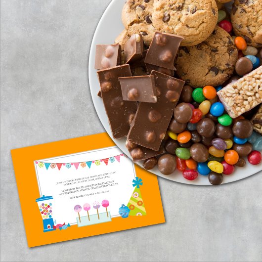 子供の誕生日パーティの招待状{キャンディビュッフェ} 招待状