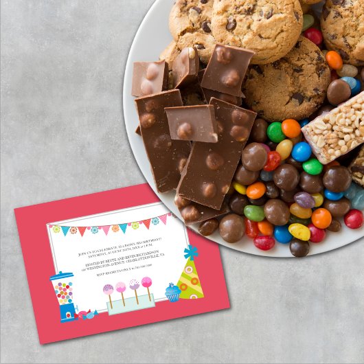 子供の誕生日パーティの招待状{キャンディビュッフェ} 招待状