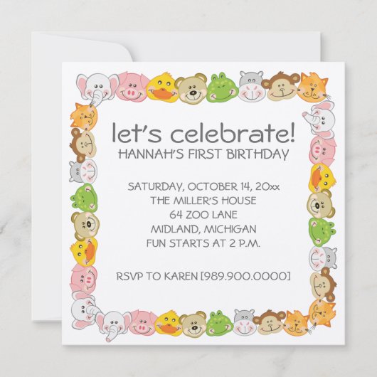 子供の誕生日パーティの招待状 招待状 (正面)