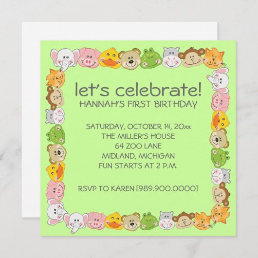 子供の誕生日パーティの招待状 招待状 (正面/裏面)