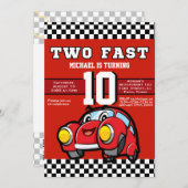 子供の誕生日パーティの招待状: 2高速、車、QR 招待状 (正面/裏面)