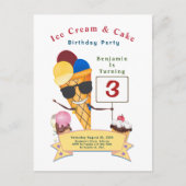 子供の誕生日パーティーおもしろいかわいい インビテーションポストカード (正面)