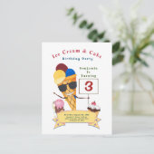 子供の誕生日パーティーおもしろいかわいい インビテーションポストカード (スタンド正面)