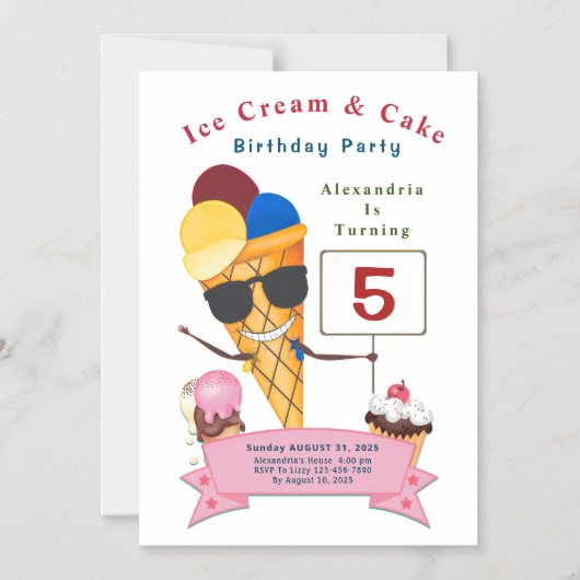 子供の誕生日パーティーおもしろいかわいい マグネット招待状 (正面)