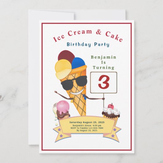 子供の誕生日パーティーおもしろいかわいい 招待状 (正面)