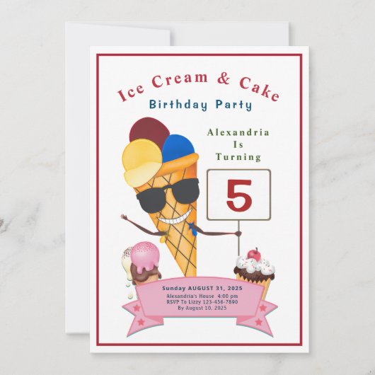 子供の誕生日パーティーおもしろいかわいい 招待状 (正面)