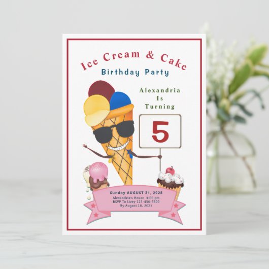 子供の誕生日パーティーおもしろいかわいい 招待状 (スタンド正面)