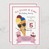 子供の誕生日パーティーおもしろいかわいい 招待状 (正面/裏面)