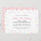 子供の誕生日パーティーかわいいカラフルまぶし 招待状 (正面/裏面)