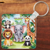 子供の誕生日パーティーかわいい動物サファリジャングル キーホルダー (裏面)
