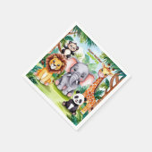 子供の誕生日パーティーかわいい動物サファリジャングル スタンダードカクテルナプキン (角)