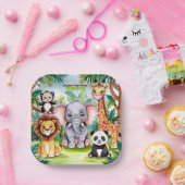 子供の誕生日パーティーかわいい動物サファリジャングル ペーパープレート (パーティー)