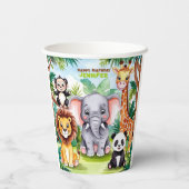子供の誕生日パーティーかわいい動物サファリジャングル 紙コップ (裏面)