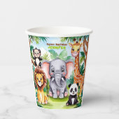 子供の誕生日パーティーかわいい動物サファリジャングル 紙コップ (正面)
