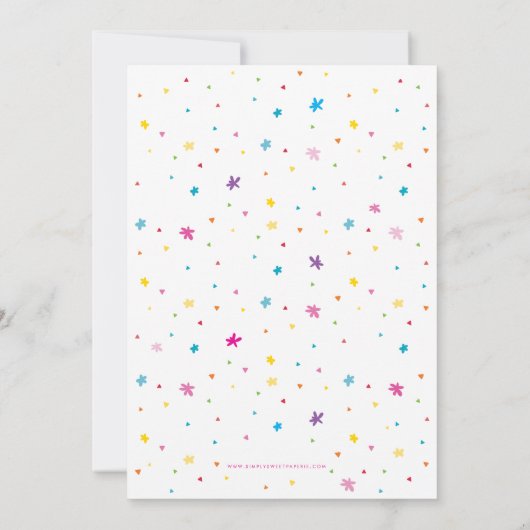 子供の誕生日パーティーかわいい虹のかわいい雲 招待状 (裏面)