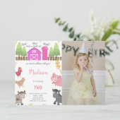 子供の誕生日パーティーに最適なカスタマイズ可能な農場テーマの招待状 招待状 (スタンド正面)