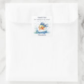 子供の誕生日パーティーのお礼にぴったりな飛び跳ねる魚 スクエアシール (バッグ)