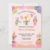 子供の誕生日パーティーのテーマ 招待状 (正面)