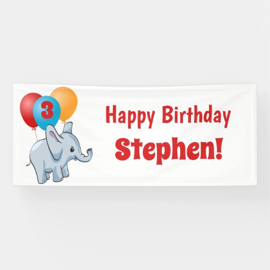 子供の誕生日パーティーのナプキン ゾウ パーティーバナー 横断幕 (横)