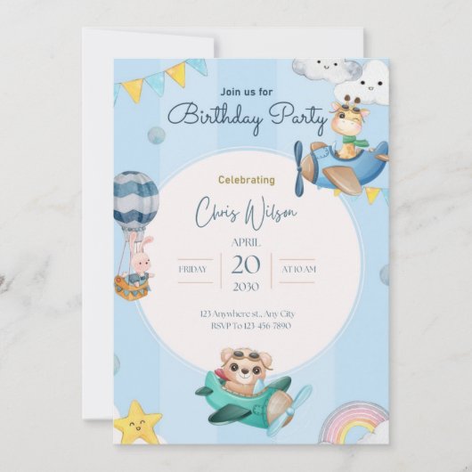 子供の誕生日パーティーの招待状 招待状 (正面)