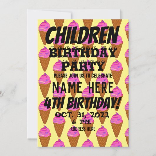 子供の誕生日パーティーの招待状 招待状 (正面)