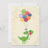 子供の誕生日パーティーの招待状：風船、紙吹雪 招待状 (裏面)