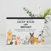 子供の誕生日パーティーの招待,かわいい犬,おもしろい 招待状 (スタンド正面)