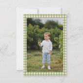 子供の誕生日パーティーの農場の動物たち 男の子の写真 サンキューカード (裏面)