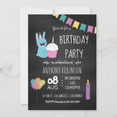 子供の誕生日パーティーの黒板招待状 招待状 (正面)