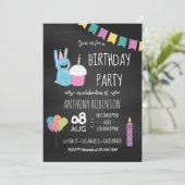 子供の誕生日パーティーの黒板招待状 招待状 (スタンド正面)