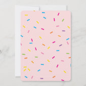 子供の誕生日パーティーアイスクリームコーンピンクの散水 招待状 (裏面)