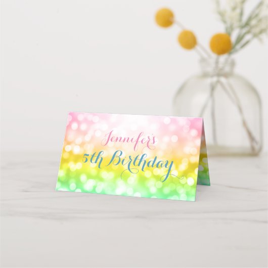 子供の誕生日パーティーエスコートカードユニコーンレインボー プレイスカード (裏面)