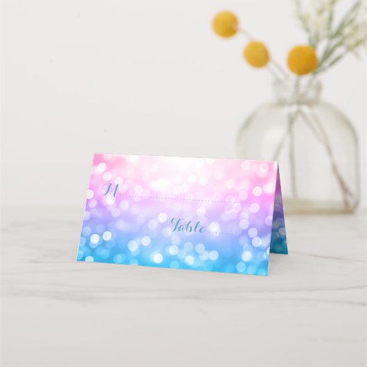 子供の誕生日パーティーエスコートカードユニコーンレインボー プレイスカード (正面)