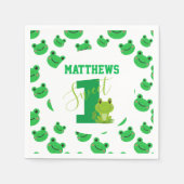 子供の誕生日パーティーカエルテーマ スタンダードカクテルナプキン (正面)