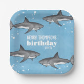 子供の誕生日パーティーカスタムサメ ペーパープレート (正面)