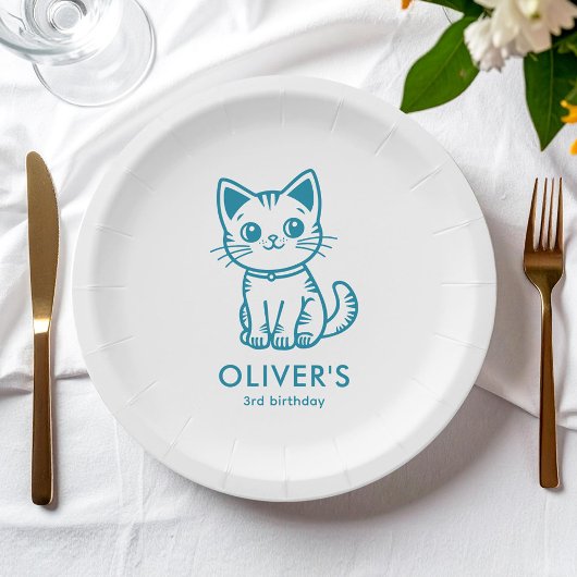 子供の誕生日パーティーカスタム色子猫 ペーパープレート