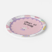 子供の誕生日パーティーカップケーキパステルパターン ペーパープレート (アングル)