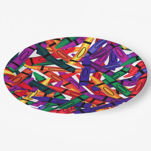 子供の誕生日パーティークレヨンデザイン9紙プレート ペーパープレート (アングル)