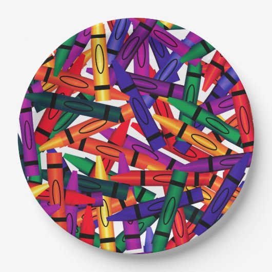 子供の誕生日パーティークレヨンデザイン9紙プレート ペーパープレート (正面)