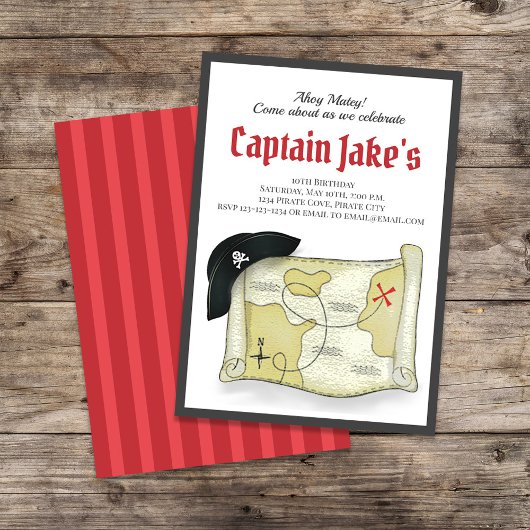 子供の誕生日パーティークール海賊版テンプレート 招待状