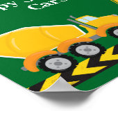 子供の誕生日パーティーグリーン建築トラック ポスター (角)