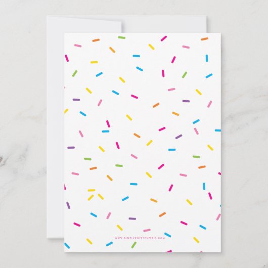 子供の誕生日パーティーケーキつや消しの滴り 招待状 (裏面)