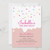 子供の誕生日パーティーケーキつや消しの滴り 招待状 (正面)