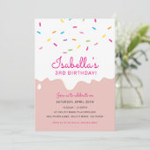 子供の誕生日パーティーケーキつや消しの滴り 招待状 (スタンド正面)