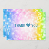 子供の誕生日パーティーサンキューノートユニコーンレインボー サンキューカード (正面/裏面)