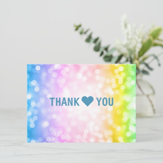 子供の誕生日パーティーサンキューノートユニコーンレインボー サンキューカード (スタンド正面)