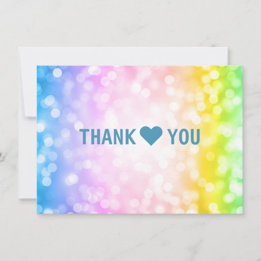 子供の誕生日パーティーサンキューノートユニコーンレインボー サンキューカード (正面)