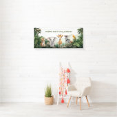 子供の誕生日パーティージャングルサファリアニマルズfor Boy 横断幕 (インサイチュ)