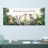 子供の誕生日パーティージャングルサファリアニマルズfor Boy 横断幕 (トレードショー)